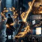 Kagurabachi anime 2027 collage featuring cinematic scenes of swordsman, glowing katana, golden energy fish, emotional flashbacks, and global anime hype visuals