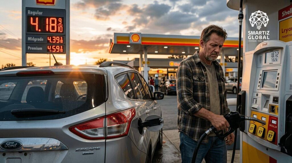 Gas prices above $4 at US fuel station during 2026 Iran crisis impacting consumers and global oil supply