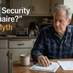 Senior American reviewing Social Security benefits showing gap between $4 million investment potential and $2,000 monthly retirement income reality