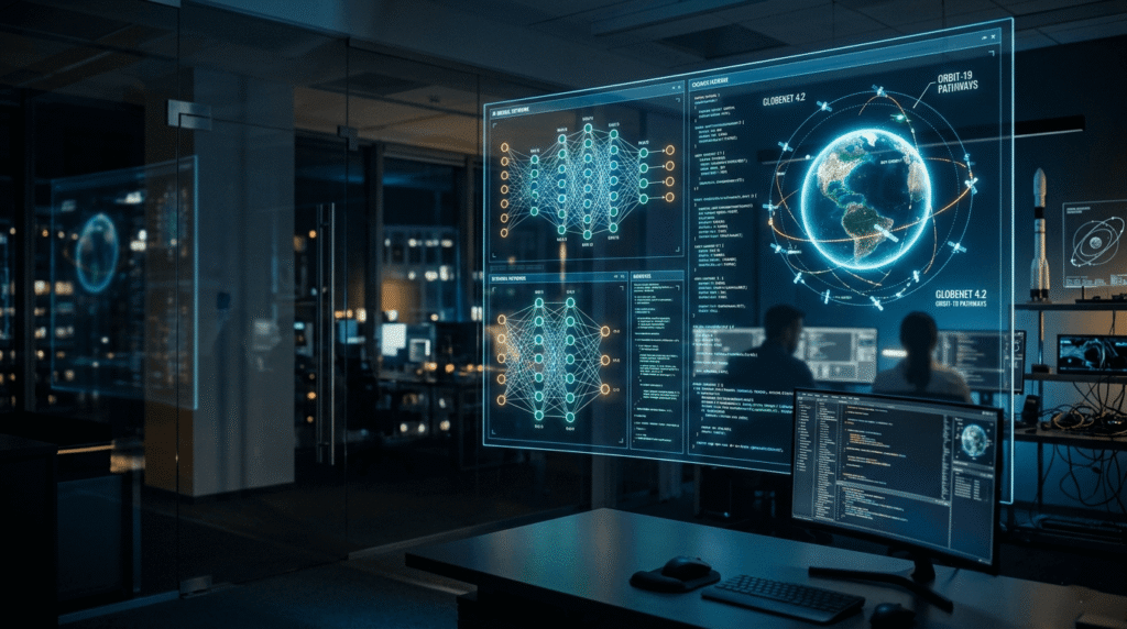 SpaceX Cursor AI deal visual showing coding interface, AI systems, and space technology integration
