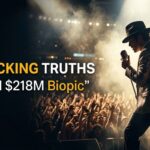 Michael Jackson biopic concert scene with cheering audience and cinematic stage lights representing $218M opening weekend success and controversy